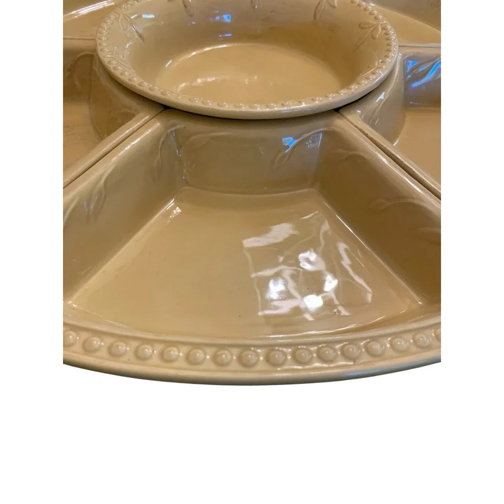 Signature Sorrento Wheat Gold 7 Piece Lazy Susan by Debby Segura 2006 Large 20